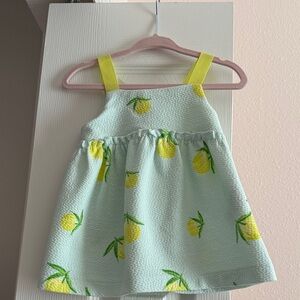 Zara Mint Lemon Print Dress with Yellow Straps